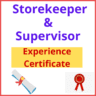 Latest Storekeeper Experience Certificate Samples or Templates